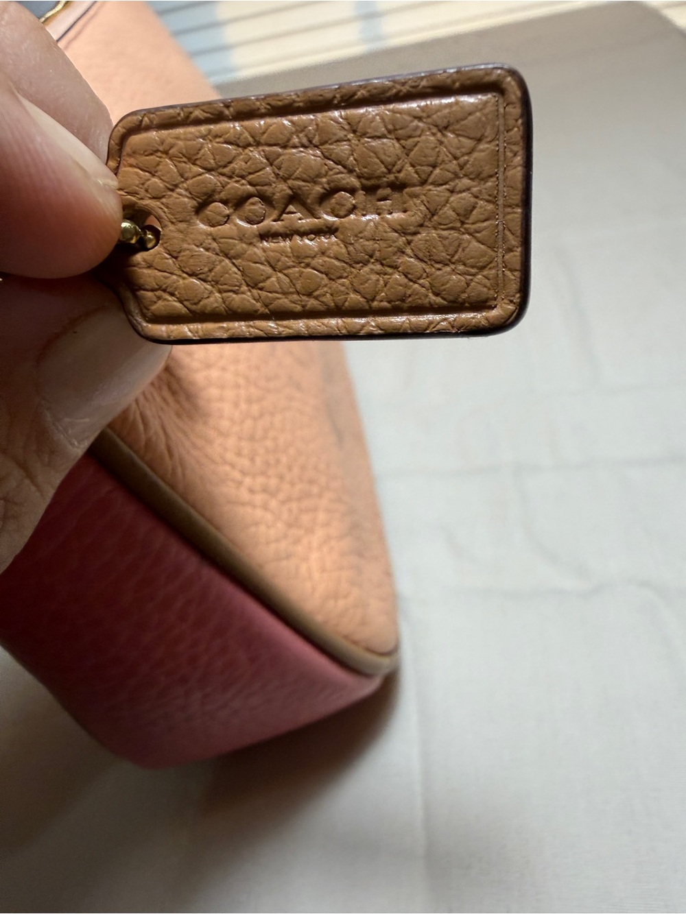 COACH Nolita 19 Pebbled Leather Crossbody in Blush Pink and Rose - Picture 4 of 8